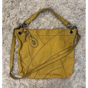 VINTAGE Leather Fossil Purse Shoulder Bag Long Live 1954 Soft Crossbody Yellow